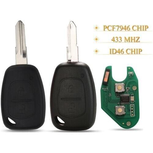 Kutery 2 Buttons Car Remote Key 433Mhz ID46 Pcf7946 For Renault Traffic Master Vivaro Movano Kangoo Ne73/Vac102 Blade