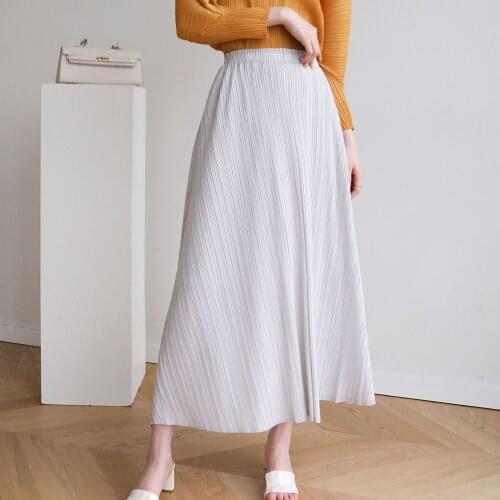 2021 summer ins casual skirt miyake pleated Japanese light luxury folda large loose thin skirt plus size ruched long skirt