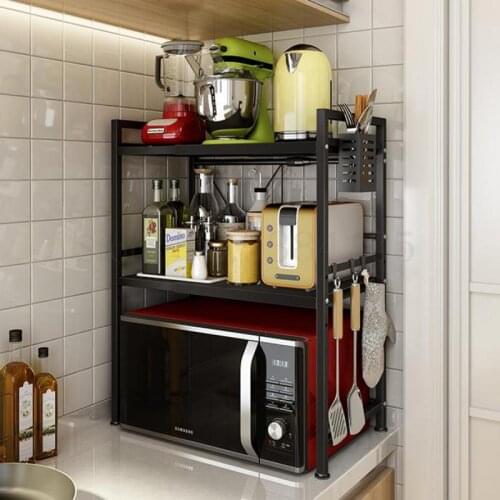 Scalable Adjustable Microwave Oven Rack Kitchen Shelf Supplies Oven Household Storage Desktop 2 Double Floor Landing