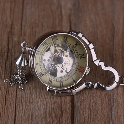 Wholesale Steampunk Mechanical Pocket Watch Vintage Bronze Retro Clock Glass Ball Mini Fob Pocket Men Women Gifts