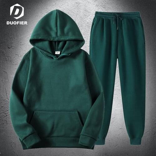 Fashion Fleece Tracksuits Men Women 2 Pieces Set Hooded Oversized Sweatshirt Pants Solid Hoodie Suits Autumn New Casual Outfits