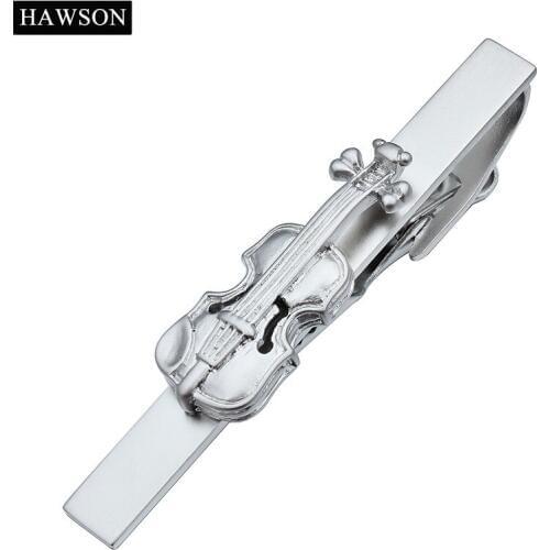 Fashion Guitar Tie Clip Men Jewelry Novelty Matte Tie Bar Clasp Neck Pin with Gift Box