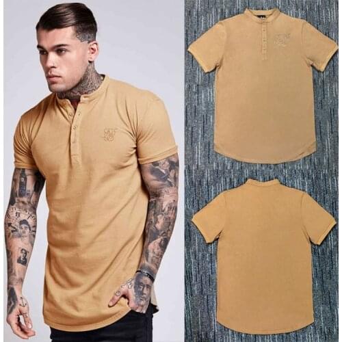 2019 New Men Fashion Summer ss Sik Silk Kanye West Sik Silk Men Casual Hip Hop Irregular Curved Hem Short Sleeved Cotton T-Shirt