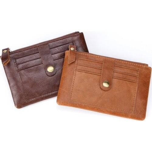 New Genuine leather Man Business Credit card holder RFID slim male wallet Thin Short Case for cards Small Coin wallet for men