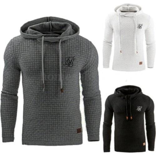 Sik Silk brand Autumn winter new European and American mens jacquard sweater long-sleeved hoodie warm color hooded sweatshirt