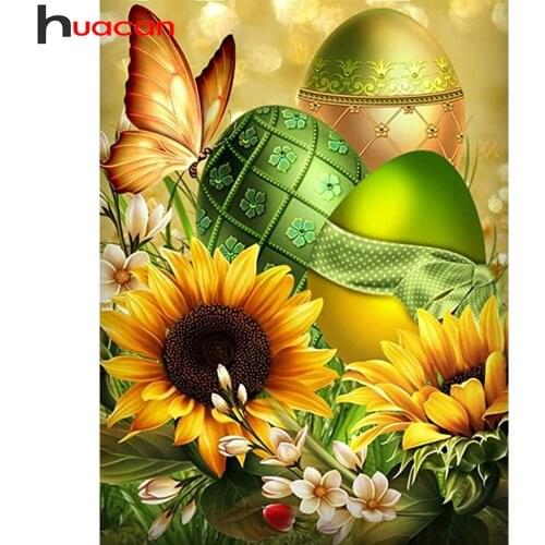 Huacan Diamond Painting Kit Sunflower Home Decor Embroidery Easter Egg Mosaic Flower Butterfly Wall Stickers