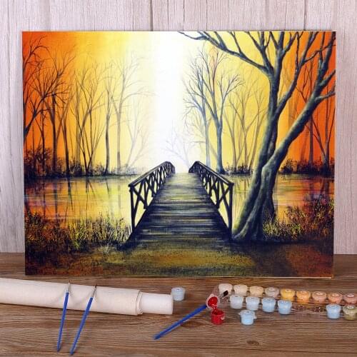 Natural Scenery Petit Pont Painting By Numbers Complete Kit Acrylic Paints 50*70 Picture By Numbers Photo Wall Handicraft