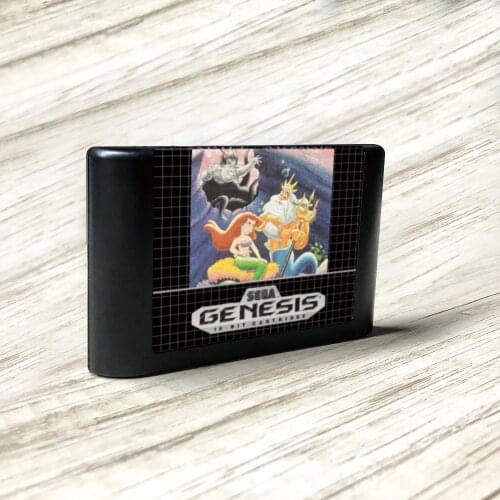 Ariel the little mermaid - USA Label Flashkit MD Electroless Gold PCB Card for Sega Genesis Megadrive Video Game Console