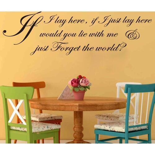 If I Lay Here Snow Patrol Lyric Quote Wall Sticker Bedroom Living Room Song Lyric Lettering Wall Decal Dinning Room Vinyl Decor
