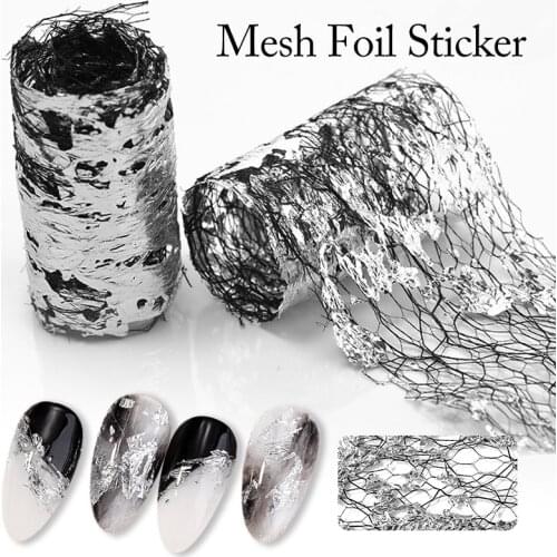 1 Box Sliver Gold Aluminum Foils Nail Stickers 3D Mesh Stickers Glitter Line Accessories Nail Art Decal Wraps DIY Decoration