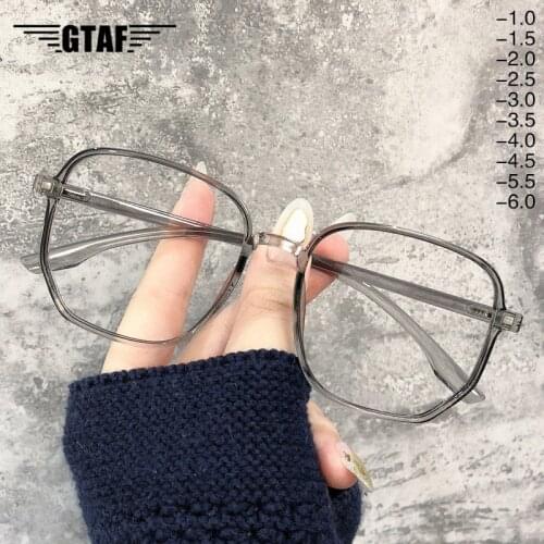 2020 New Anti-blue Llight Female Myopia Glasses Fashion Oversized PolygonIrregular Women Flat Mirror Glasses -1.0 to -6.0