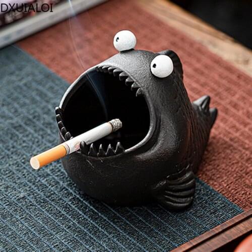 DXUIALOI simple cartoon dog cat ashtray cute ceramic ashtray personality windproof fly ash desktop decoration home decoration