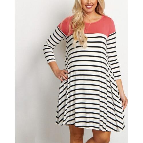 Maternity dresses Dresses for pregnant Maternity Fashion 3/4 Sleeve Striped Print Breastfeeding dress zwangerschaps kleding z07
