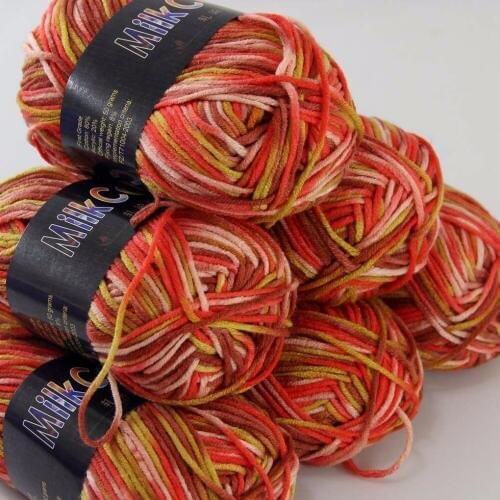 Sale 6ballsx50g Soft Cotton Baby Yarn New Hand-dyed Wool Socks Scarf Knitting yarn Red mixed 2075-20-6