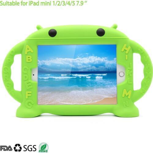 Ipad 2 3 4 Silicone Case iPad Mini 1 2 3 4 Kid Soft Handles Stand with Shockproof Case Stand for ipad 7.9'' /9.7"Tablet