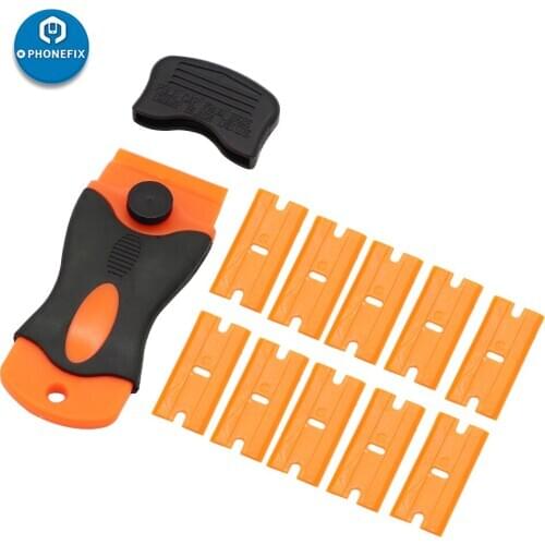 Window Ceramic Glass Oven Razor Scraper Steel Blade Plastic Handle Automotive Film Sticker Tool Cleaning Knife 10PCS Blade