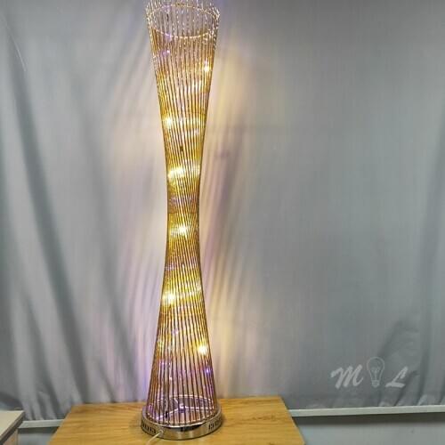 Modern Led Standing Bedroom Fixtures GuangZhou Tower Floor Lamp Stand Home Deco Living Room Lighting Standing Lamp Gold Metal