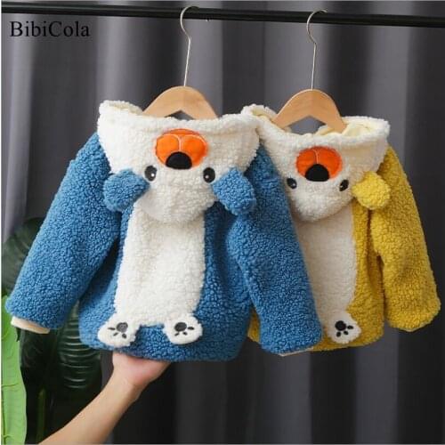 BibiCola Winter Warm Baby Boys Girls Coats Jacket For Boys Girls Warm Plus Velvet Thicken Clothing Cardigan Children Outerwear