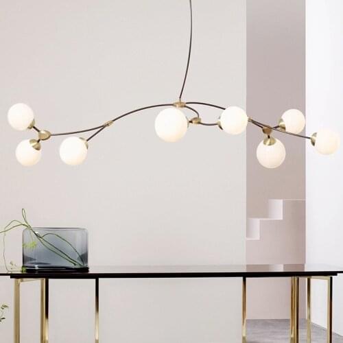 Nordic Art Branch Livingroom Led Pendant Lamp Creative Molecular Glass Ball Bedroom Bar Restaurant Decor Hanging Light Fixtures