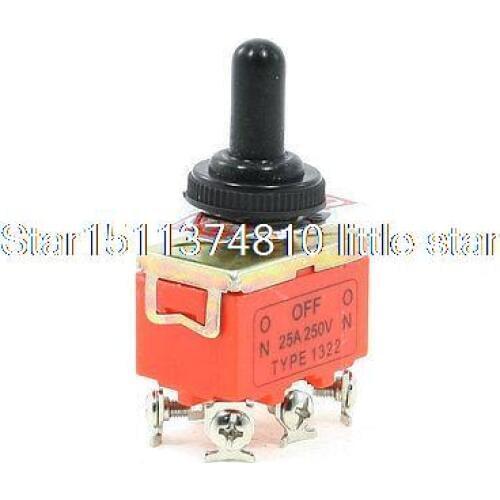25A/250VAC On/Off/On 3 Positions DPDT 6 Terminals Toggle Switch w Waterproof Cap
