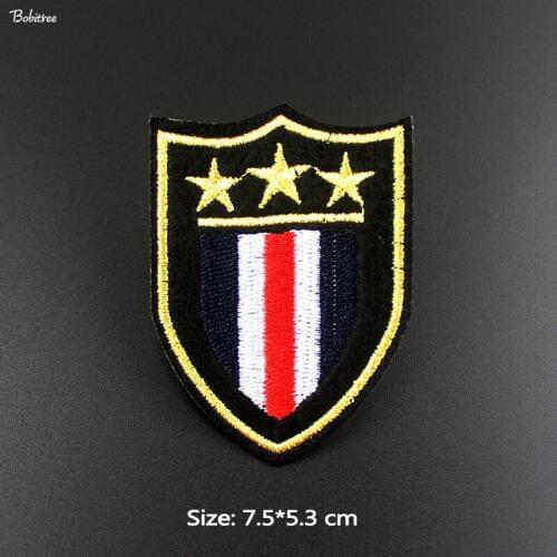 College style Three Stars Iron Patches Badge Embroidered Appliques Fabric Stickers for Jacket Jeans Sewing DIY Accessory