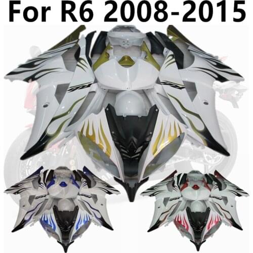 Yellow White Flame Motorcycle for YAMAHA YZF600 08-09-10-11-12-13-14-15 ABS R6 2008-2015 Full Fairing Kit