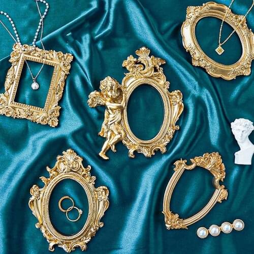 Golden Vintage Photo Frame Nail Decor Home Photo Background Props Ornament Decor