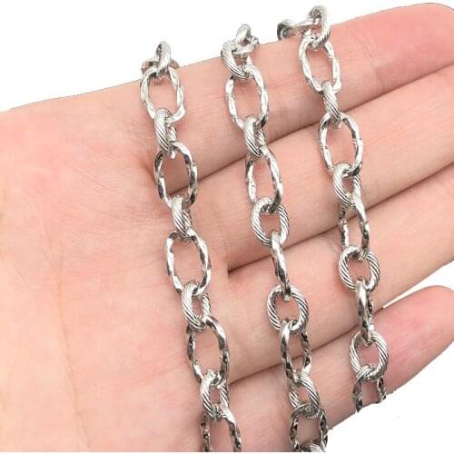 1meter 2021 New Style Stainless Steel Twist Chain Punk Link Bulk Chains DIY Necklace Bracelet Making Jewelry Supplies Width 7mm