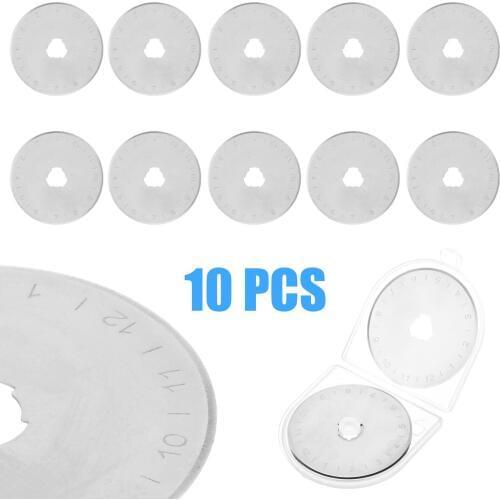 10pcs 45mm Rotary Cutter Blades Circular Tungsten Steel Blades DIY Quilting Patchwork Fabric Leather Craft Paper Colth Cutting