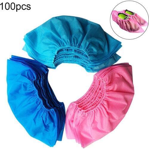 100pcs Disposable Thick Non-woven Shoe Covers Dustproof Anti-slip Children Students Adult Household Booties Cover Wholesale