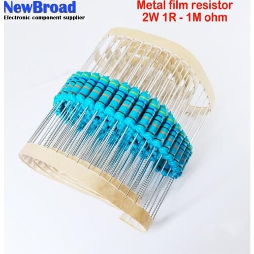 20pcs 2W Metal film resistor 1% 1R ~ 1M 2.2R 4.7R 10R 22R 47R 100R 220R 470R 1K 10K 100K 2.2 4.7 10 22 47 100 220 470 ohm