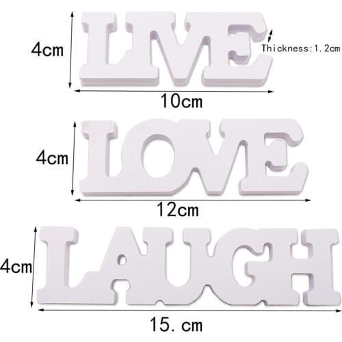 3 Pieces/Pack White Wood Cutout Sign LAUGH LIVE LOVE Housewarming Gift for Friends and Families