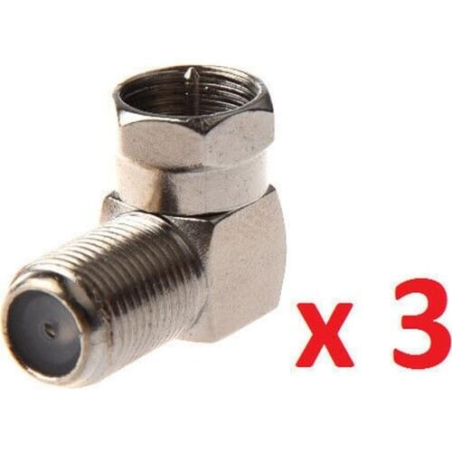 3 x Right angled female F to male F connectors