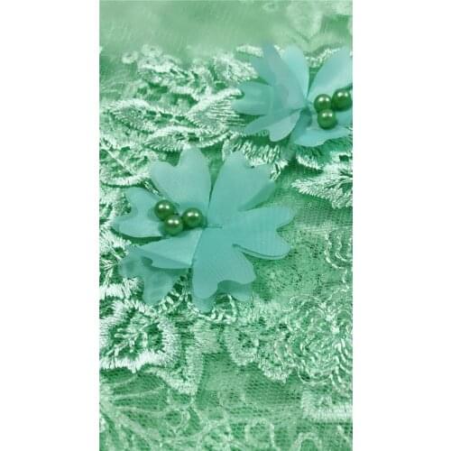 3d net lace fabric on sale french lace fabrics flowers embroidery bridal applique with beads 5yards JRB-7301