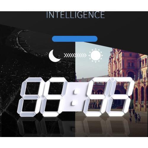 3D LED Wall Clock Modern Digital Table Desktop Alarm Clock Nightlight Saat Wall Clock Watch For Home Living Room 24 or 12 Hour