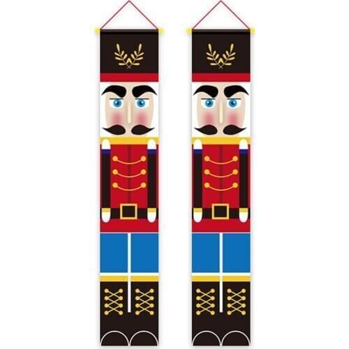 4 Pairs Christmas Decoration Walnut Soldier Door Curtain Hanging Cloth Door Sign Front Door Ornament Party Supplies Wholesale X2