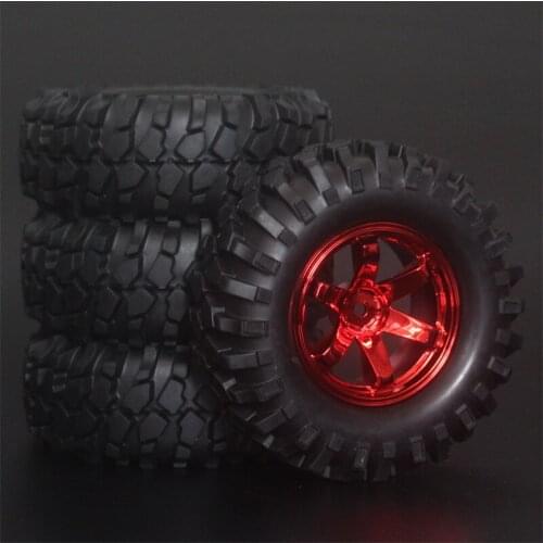 4x 1.9Inch 96mm Rubber Tires Plating Wheel Rims For D90 D110 SCX10 CC01 RC Rock Crawler Truck Climbing Off-Road Car