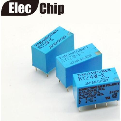 5pcs Signal Relay RY5W-K RY12W-K RY24W-K JY24H-K RY5W 5/12/24V DPDT