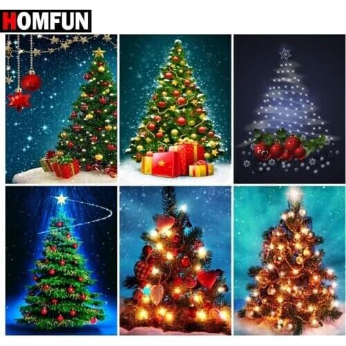 HOMFUN Full Square/Round Drill 5D DIY Diamond Painting "Christmas tree gift" Embroidery Cross Stitch 5D Home Decor Gift
