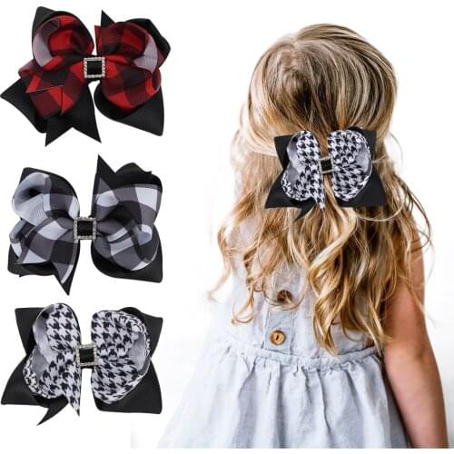 2021 New Plaid Hair Bows Barrette Handmade DIY Hair Accessories for Girls Hair Accessories Hair Bows Kids Hair Clip