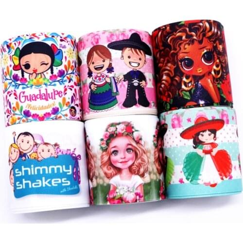 Free shipping 50 yard per size cartoon ribbon printed grosgrain ribbon 34107