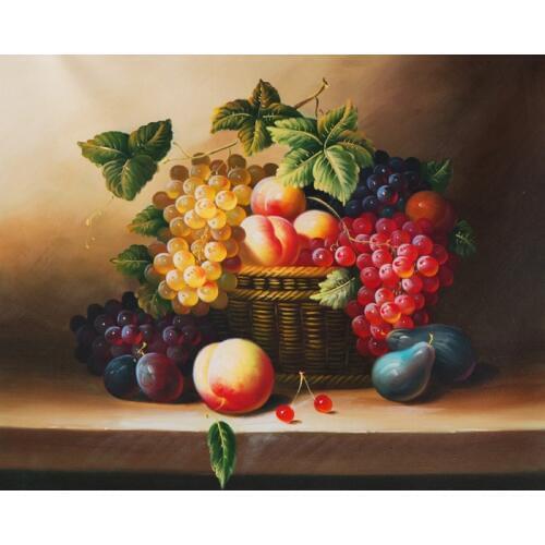 Free shipping classical fresh grapes fruit basket oil painting fruit leaves scenery canvas prints on canvas decoration picture