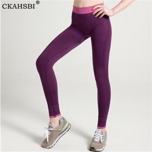 CKAHSBI Women Ankle Length Yoga Pants High Waist Elastic Yoga Pants Fitness Workout Running Sports Trousers Casual Long Leggings