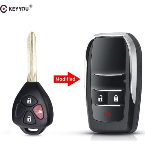 KEYYOU Replacement Modified 3 Buttons Flip Folding Car Key Case For Toyota Camry RAV4 Corolla PRADO YARIS Key Auto Remote Shell