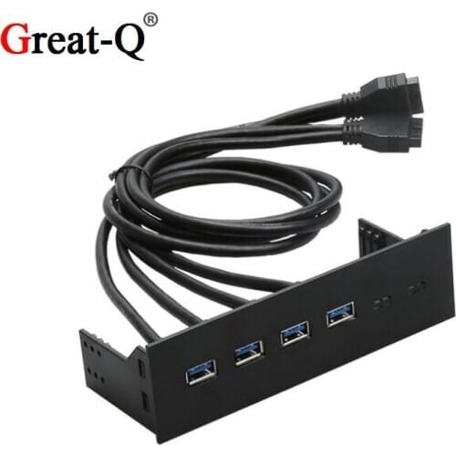Dual 19pin to 4 USB 3.0 hub type-c Computer front panel for 3.5'' driver Type-C USB hub Splitter Internal Combo Bracket Adapter