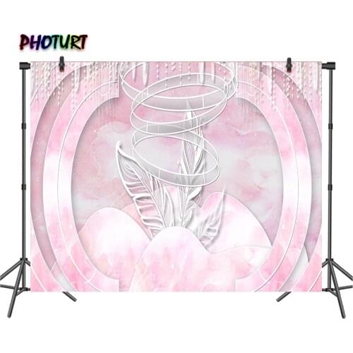 PHOTURT Pink Marble Backdrop Girl Birthday Wedding Party Supply Photography Background Vinyl Decorate Photo Studio Props