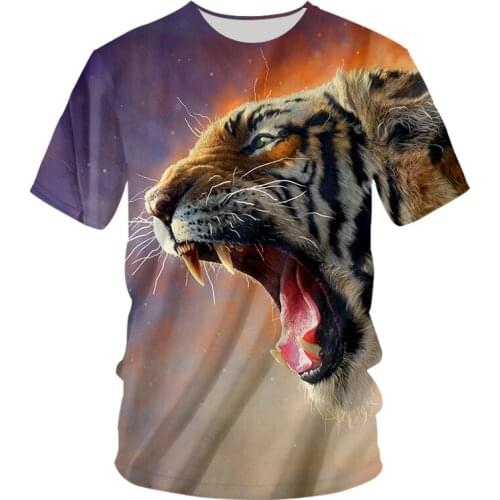 CJLM Summer New Animal 0-neck T-shirt Tiger Oversized T Shirt Ferocious Wholesale Vendors Funny Tees Mens Clothing Dropship 5XL