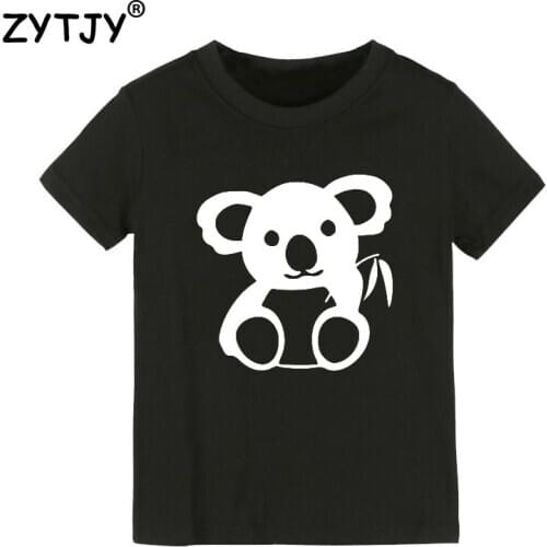 Koala Bear Holding Bamboo Print Kids tshirt Boy Girl t shirt For Children Toddler Clothes Funny Top Tees Drop Ship Y-29
