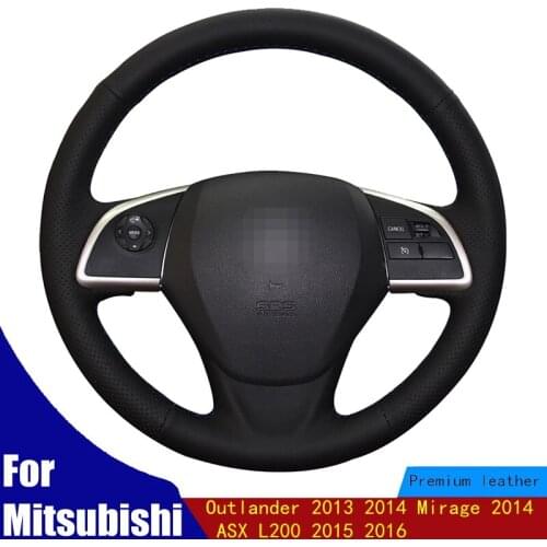 Car Steering Wheel Cover Black PU Artificial Leather For Mitsubishi Outlander 2013 2014 Mirage 2014 ASX L200 2015 2016