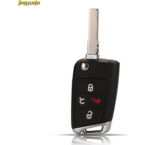 Jingyuqin 4BTN Remote Car Key Fob Shell For VW Volkswagen 2015-2020 Golf 2017-2020 GTI Tiguan Teramont Tharu Tayron T-ROC
